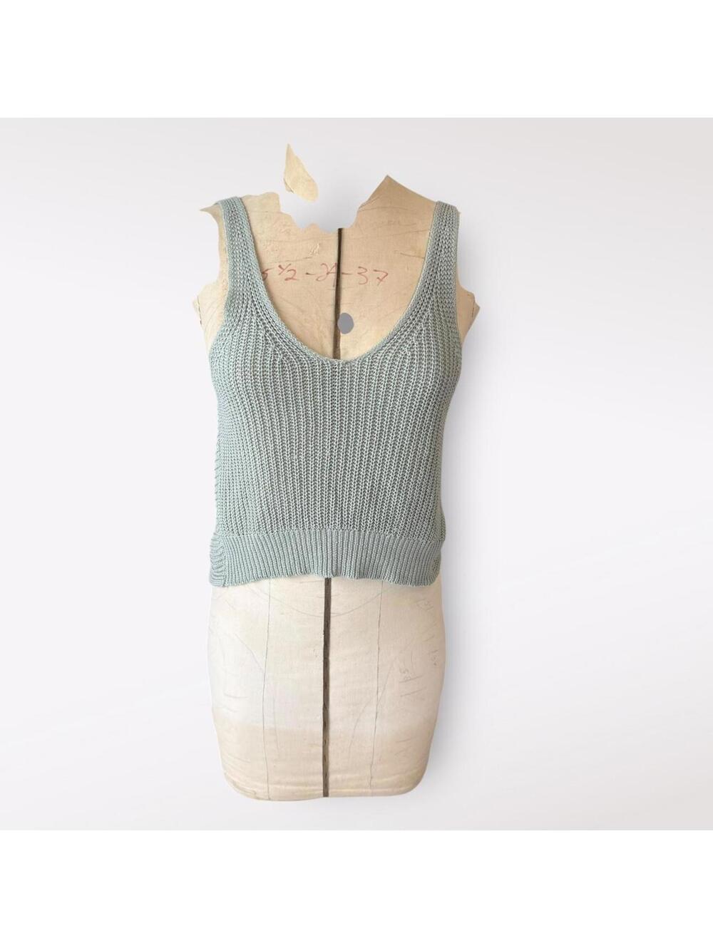 Lulus Sage Green Knit Tank Top with Twist Back Detail